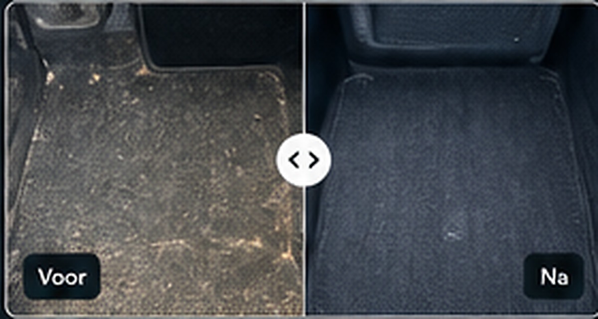 Voor en na reiniging van autobekleding